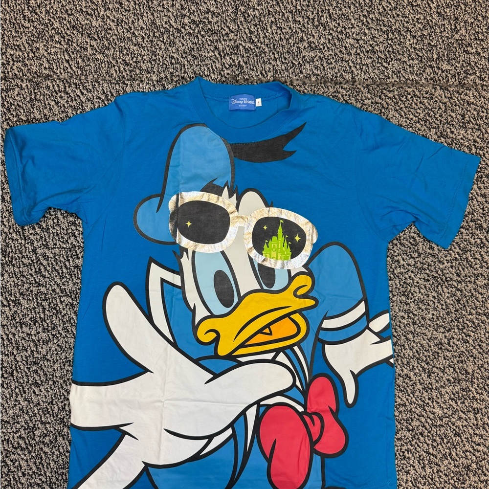 Disney Blue Short Sleeve Tee with Cartoon Duck
